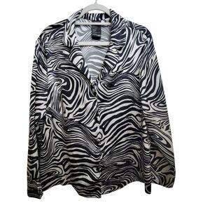 H&M Black And White Zebra Swirl Button Top Or PJ Top Size Medium